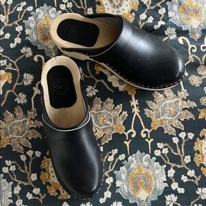 Urban Outfitters Black Leather Clogs